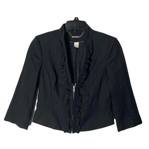 Nwot White House Black Market Zip Front Ruffle Jacket 2 Wrinkle Free Travel